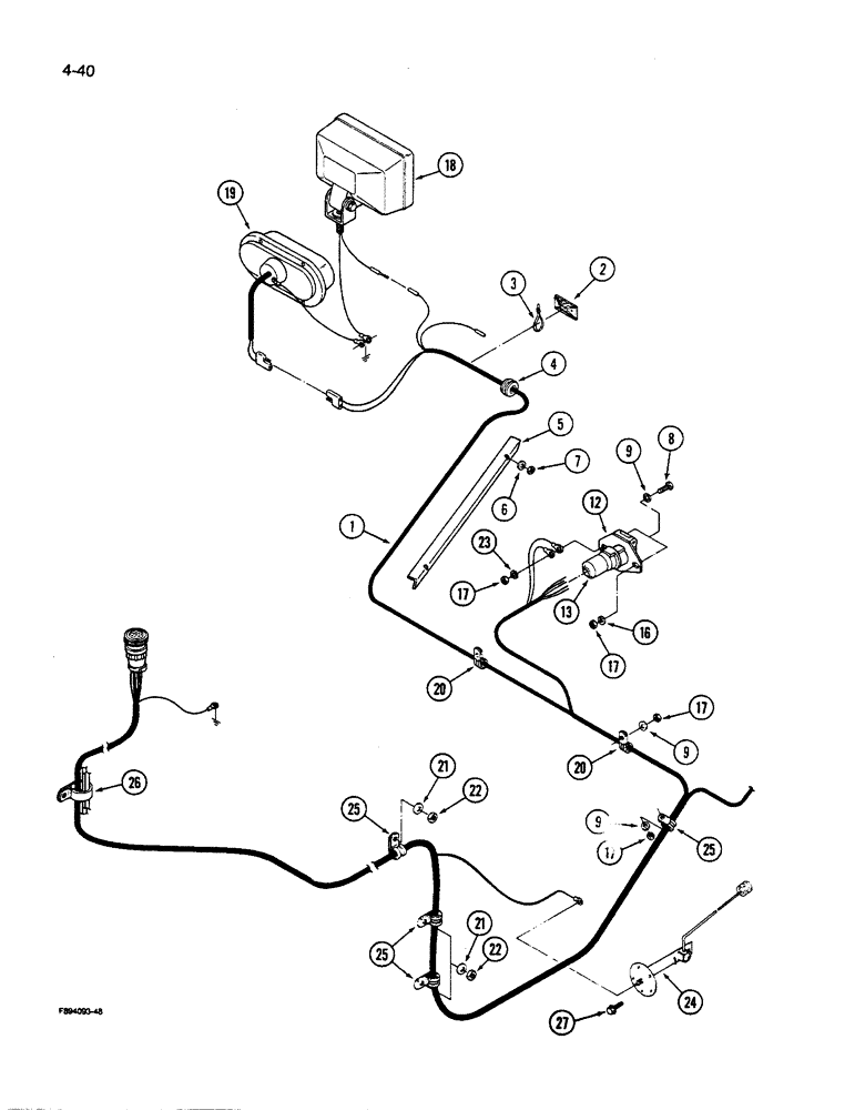 Схема запчастей Case IH 9270 - (4-040) - REAR FRAME HARNESS PRIOR TO P.I.N. JCB0028400 (04) - ELECTRICAL SYSTEMS