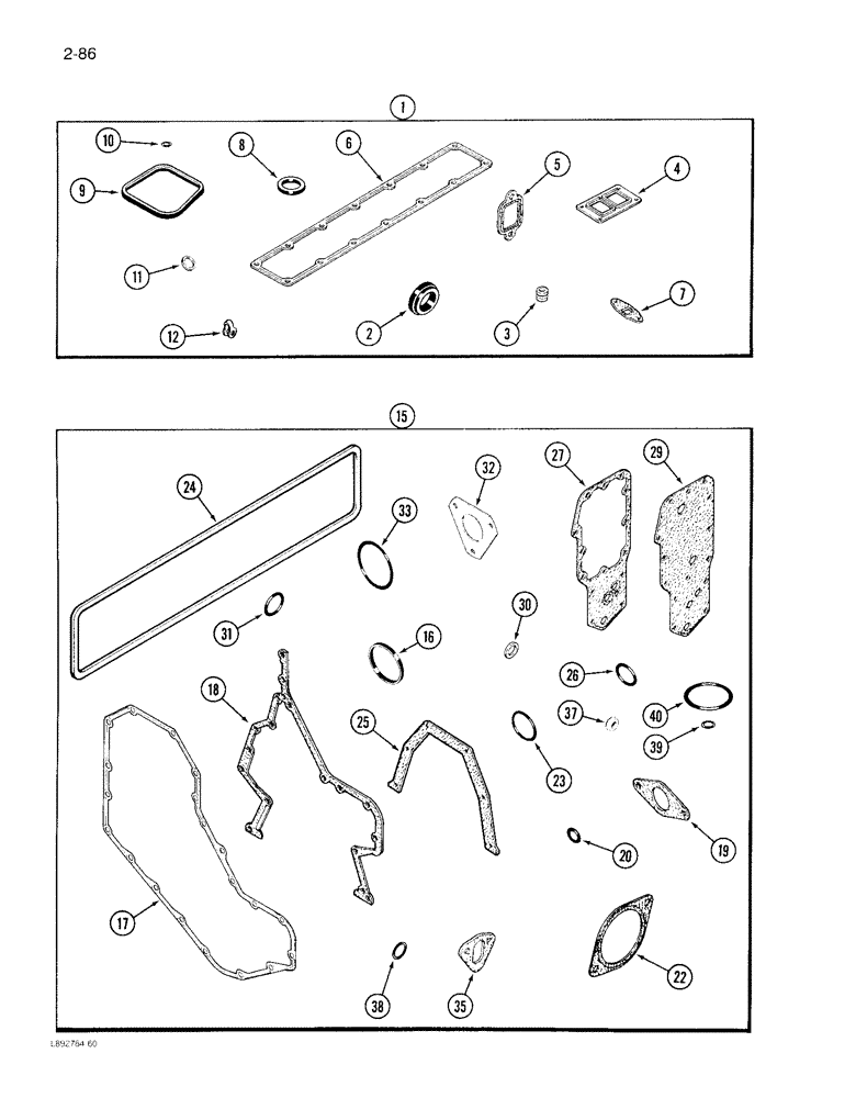 Схема запчастей Case IH 1844 - (2-86) - ENGINE GASKET KITS 6TA-590 ENGINE VALVE GRIND KIT (01) - ENGINE