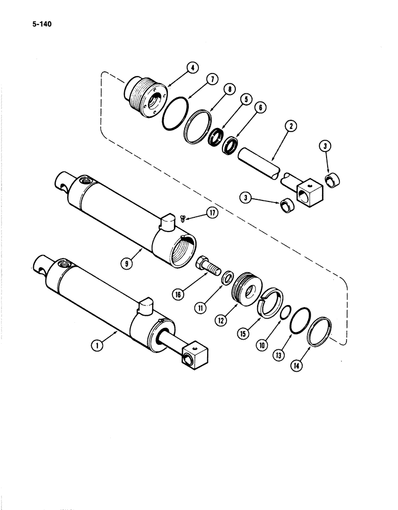 Схема запчастей Case IH 4894 - (5-140) - REAR STEERING CYLINDER (05) - STEERING