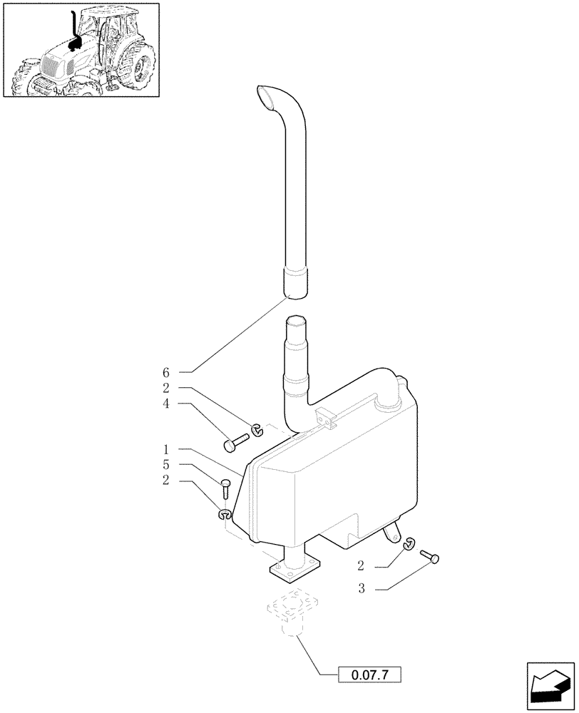 Схема запчастей Case IH JX1070U - (1.15.1[04]) - SILENCER (MUFFLER) - L/CAB - EXTENSION, GUARDS (02) - ENGINE EQUIPMENT