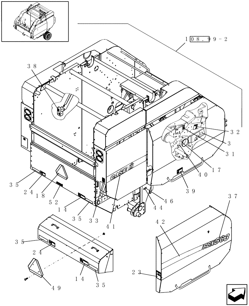 Схема запчастей Case IH RBX563 - (08.99[1]) - DECALS, RH, NORTH AMERICA (08) - SHEET METAL/DECALS