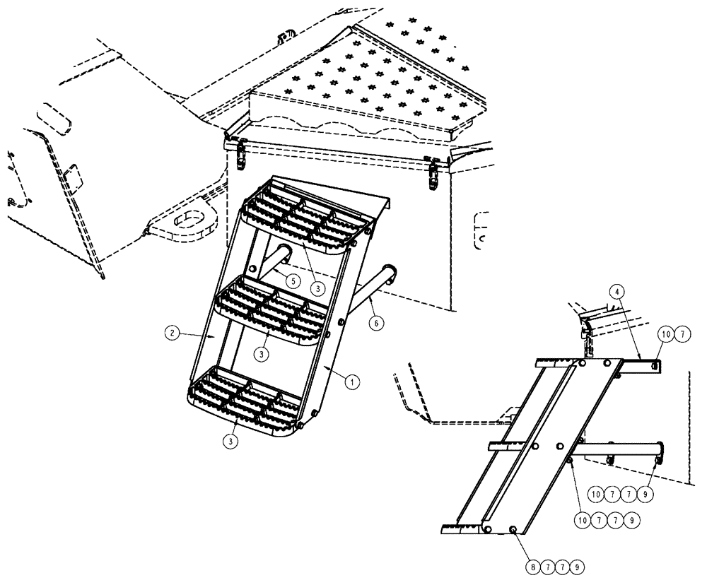 Схема запчастей Case IH TITAN 3020 - (04-030) - LADDER, FRONT ACCESS Frame & Suspension