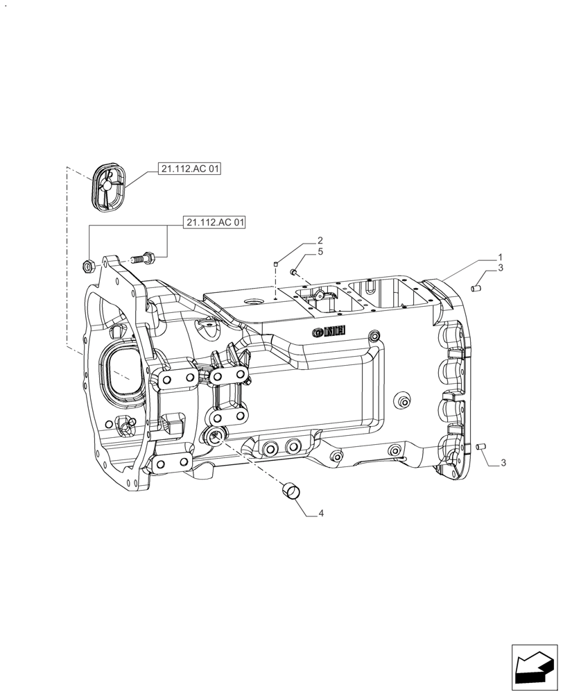 Схема запчастей Case IH FARMALL 140A - (21.114.AL[01]) - TRANSMISSION HOUSING 8+8 MECHANICAL (21) - TRANSMISSION