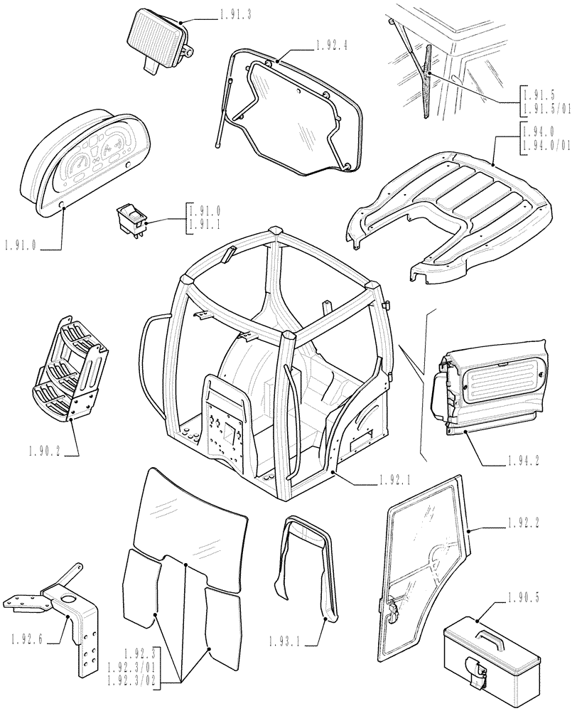 Схема запчастей Case IH MAXXUM 110 - (1.90.1[01]) - SEC. 10 - OPERATORS PLATFORM / CAB (10) - OPERATORS PLATFORM/CAB