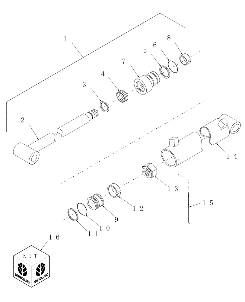 Схема запчастей Case IH BHX1114 - (51) - BUCKET CYLINDER (KO) - 2-1/2" 