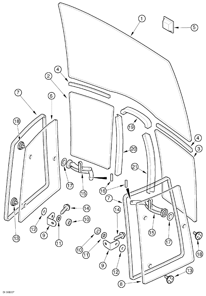 Схема запчастей Case IH CX80 - (09-24) - WINDSHIELD (09) - CHASSIS/ATTACHMENTS