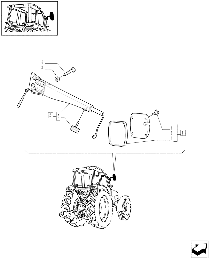 Схема запчастей Case IH MAXXUM 140 - (1.93.6/06) - TELESCOPIC,HEATED AND WITH REMOTE ADJUST REAR-VIEW MIRROR (VAR.330827-331827) (10) - OPERATORS PLATFORM/CAB