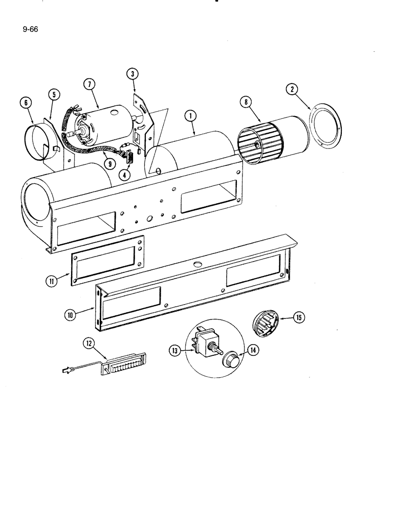 Схема запчастей Case IH 5000 - (9-66) - OPERATORS CAB BLOWER, BUILT 1983 AND AFTER (09) - CHASSIS/ATTACHMENTS