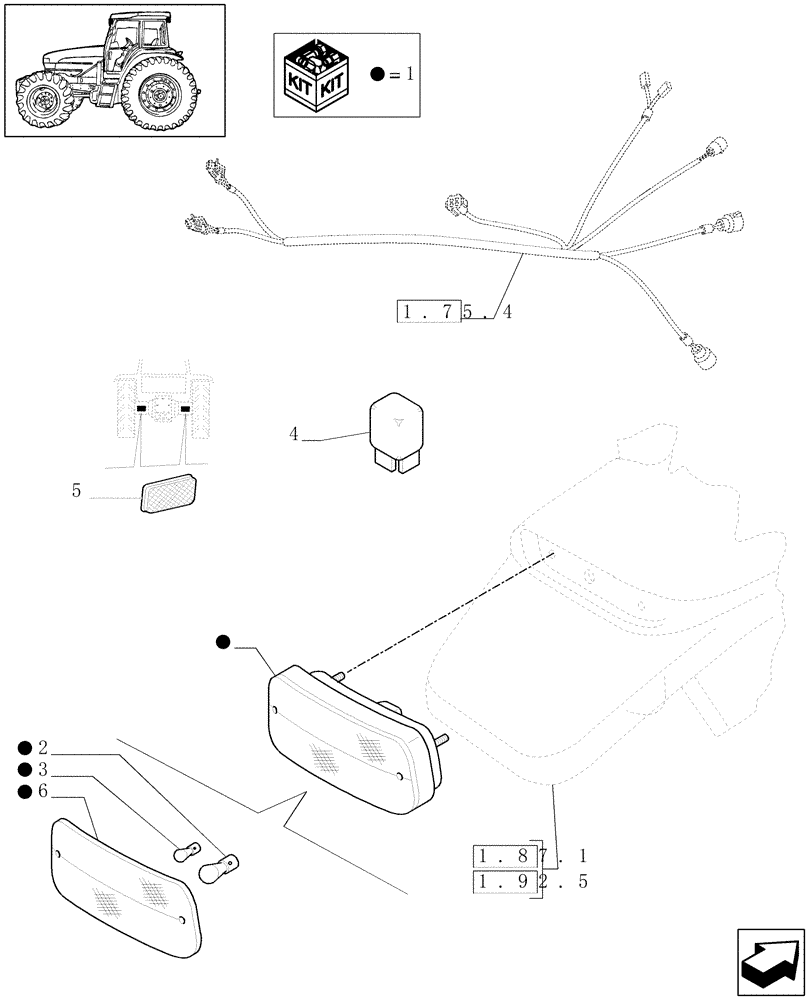 Схема запчастей Case IH MAXXUM 120 - (1.75.6[03]) - REAR LIGHT AND REFLECTOR (06) - ELECTRICAL SYSTEMS