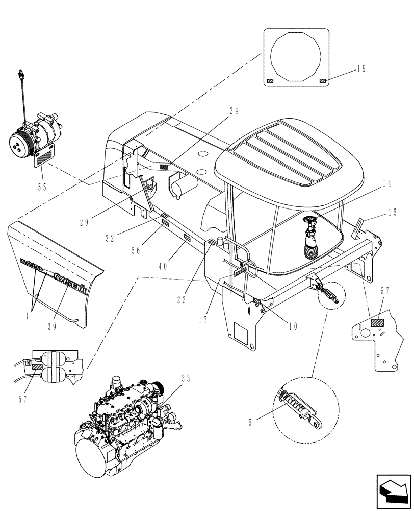 Схема запчастей Case IH WD2303 - (08.10[2]) - DECALS, RH (08) - SHEET METAL