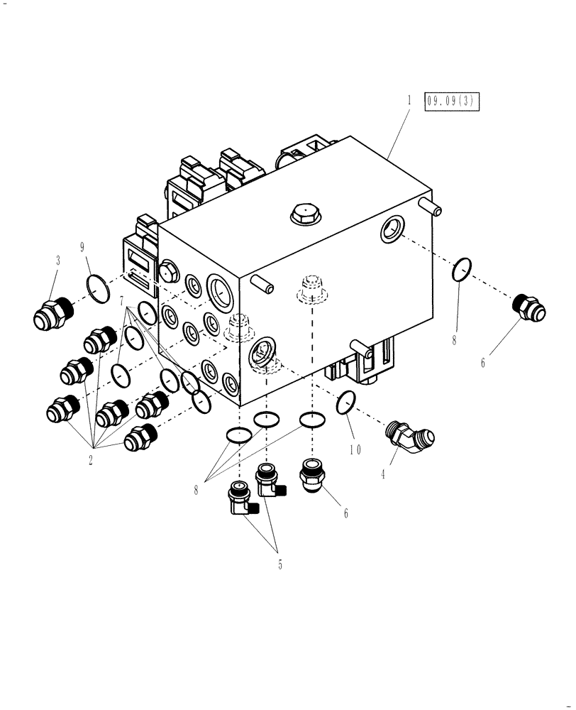 Схема запчастей Case IH WD1903 - (09.09[1]) - MANIFOLD, MAIN, CONNECTORS - NON-DRAPER OPTION (09) - HEADER LIFT LINKAGE