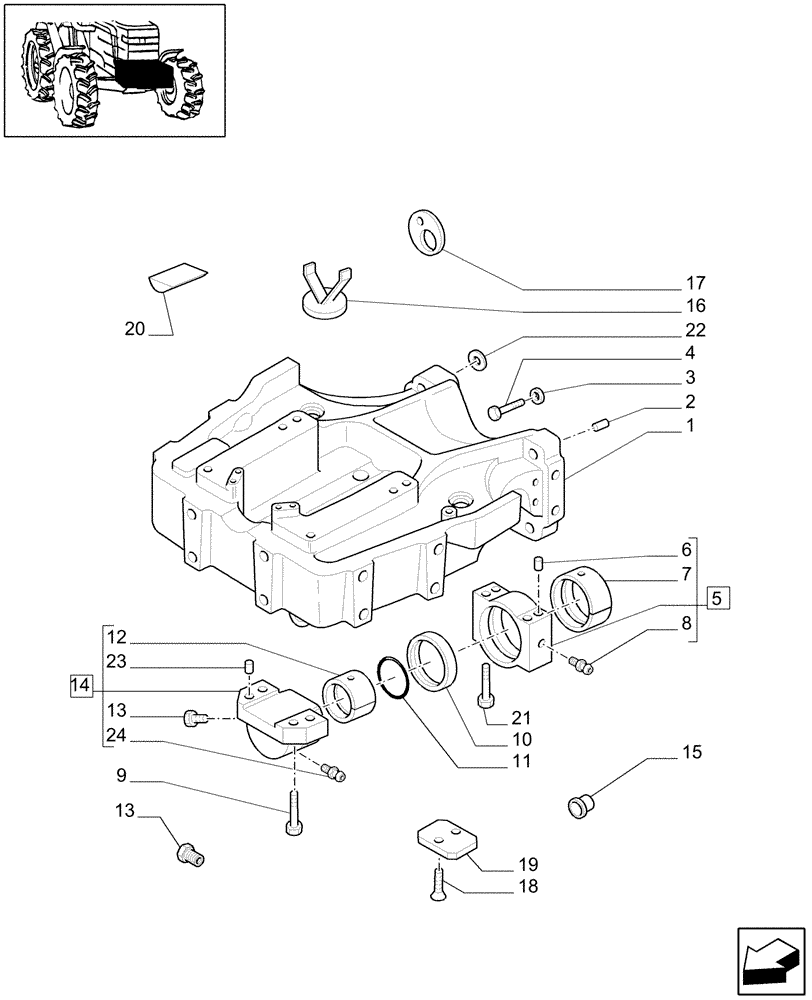 Схема запчастей Case IH JX1085C - (1.21.1/01) - 4WD SUPPORT (03) - TRANSMISSION