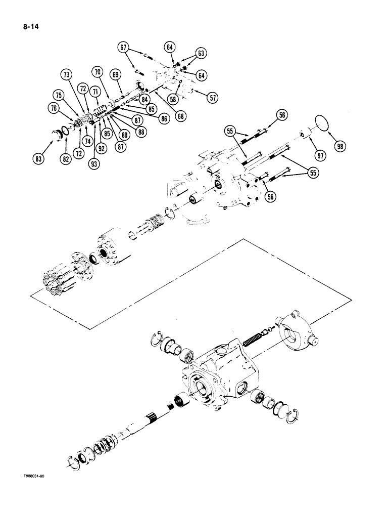 Схема запчастей Case IH 9180 - (8-14) - PISTON PUMP ASSEMBLY, [CONT] (08) - HYDRAULICS