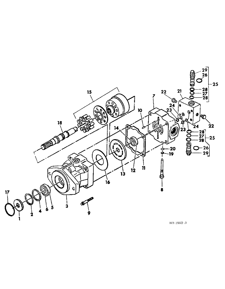 Схема запчастей Case IH 5500 - (07-19) - DRIVE TRAIN, HYDROSTATIC MOTOR-FIXED (04) - Drive Train