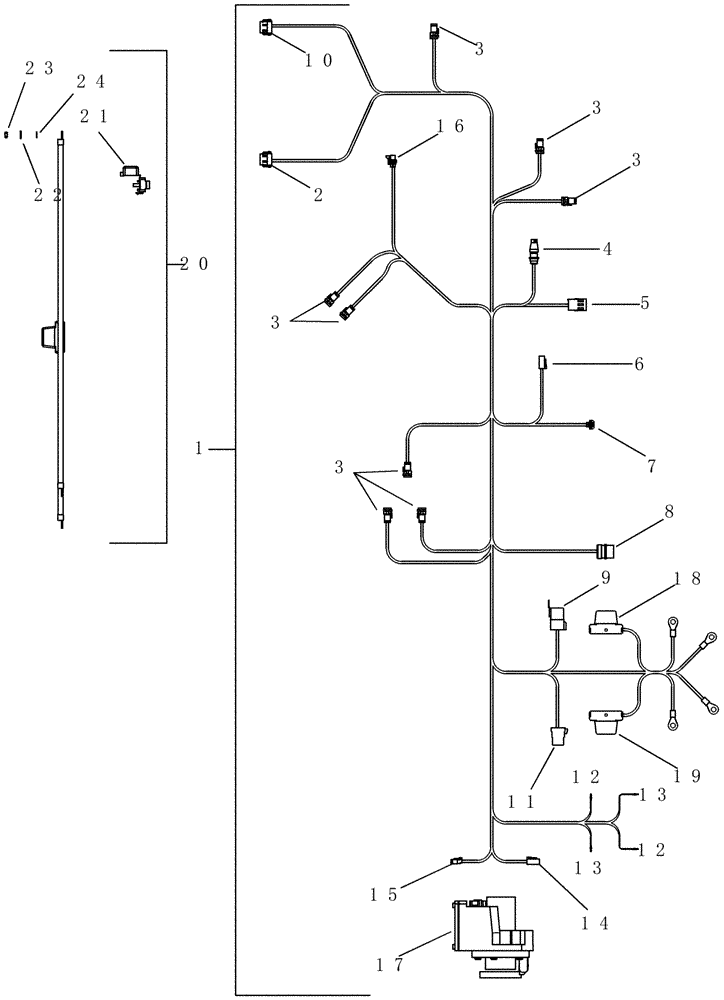 Схема запчастей Case IH 1200 - (A.50.A[11]) - ELECTRICAL - ADVANCED FARMING SYSTEMS ADAPTER HARNESS - 328961A2, 9100, 9200 AND 9300 SERIES STEIGER TRACTORS A - Distribution Systems