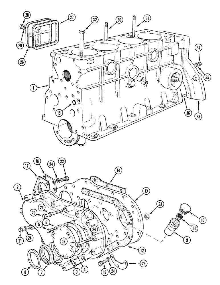 Схема запчастей Case IH 1394 - (2-20) - CYLINDER BLOCK COVERS (02) - ENGINE