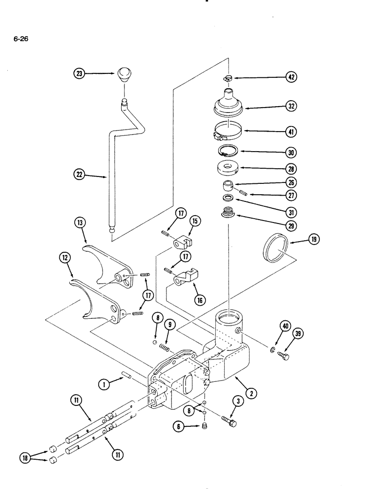 Схема запчастей Case IH 1130 - (6-26) - TRANSMISSION GEAR SHIFT LINKAGE (06) - POWER TRAIN