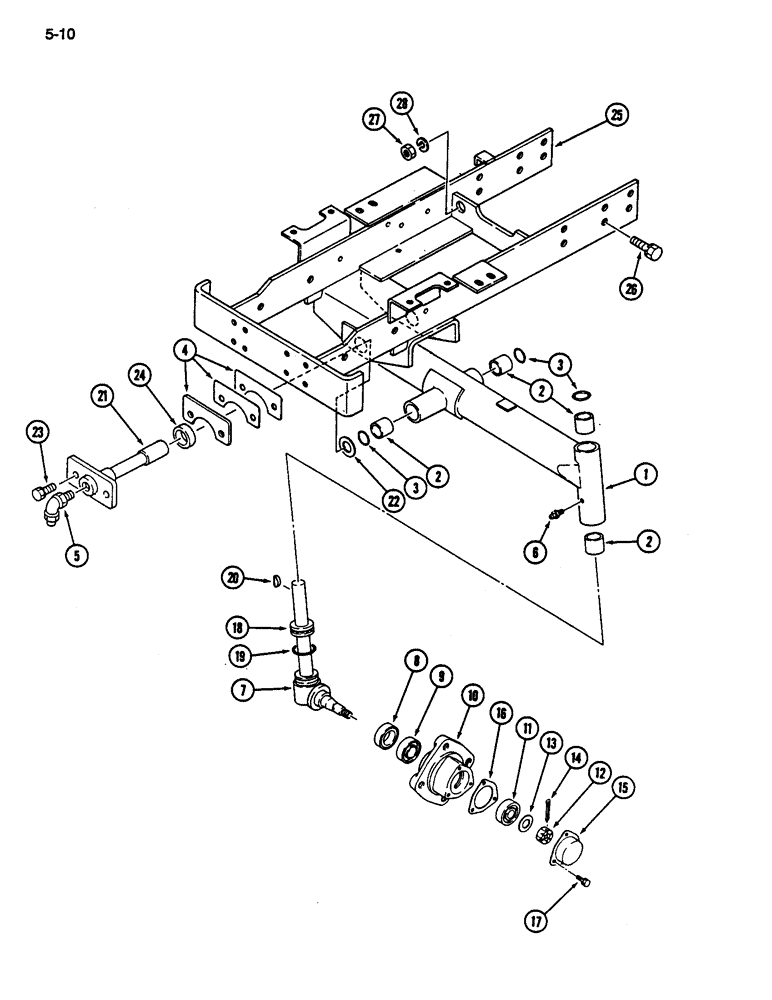 Схема запчастей Case IH 255 - (5-10) - FRONT AXLE, 2 WHEEL DRIVE, NONADJUSTABLE (05) - STEERING