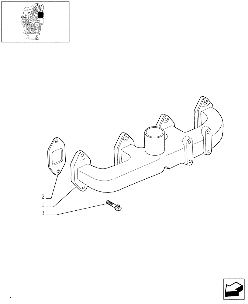 Схема запчастей Case IH JX75 - (0.07.6/01[01]) - EXHAUST MANIFOLD (01) - ENGINE