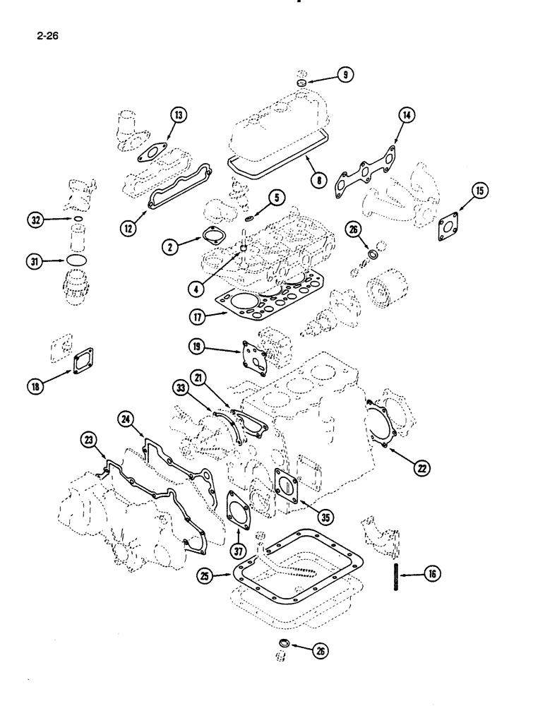 Схема запчастей Case IH 235 - (2-26) - GASKET KITS (02) - ENGINE