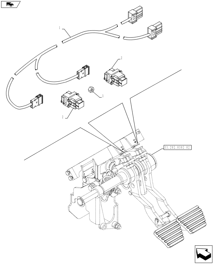 Схема запчастей Case IH PUMA 200 - (55.410.0101) - ABS SYSTEM - FOOT BRAKE CONTROL - SWITCH AND HARNESS (VAR.743922) (55) - ELECTRICAL SYSTEMS