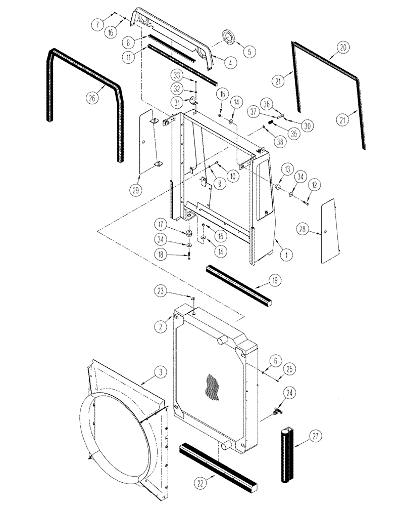 Схема запчастей Case IH STX440 - (02-02) - RADIATOR MOUNTING AND FAN SHROUD (02) - ENGINE