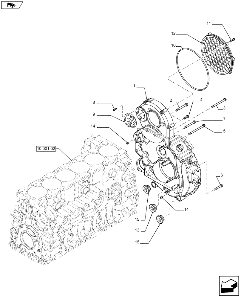 Схема запчастей Case IH F2CFE613A A017 - (10.103.03) - CRANKCASE COVERS (504129217) (10) - ENGINE