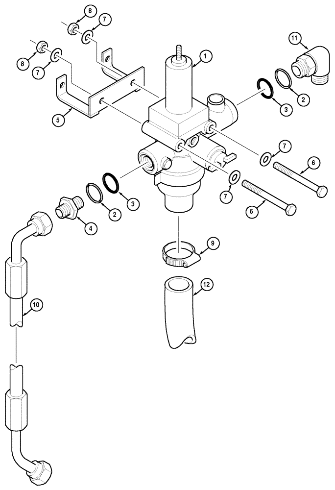 Схема запчастей Case IH CX100 - (07-08) - PNEUMATIC TRAILER BRAKE UNLOADING VALVE (07) - BRAKES