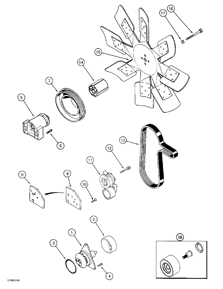 Схема запчастей Case IH 2022 - (2-10) - WATER PUMP, FAN AND BELT, 6TA-830 ENGINE (01) - ENGINE