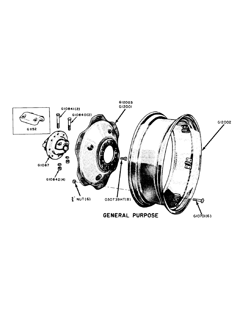 Схема запчастей Case IH 300-SERIES - (114) - REAR WHEEL, HUB AND RIM, 301-311 GENERAL PURPOSE (06) - POWER TRAIN