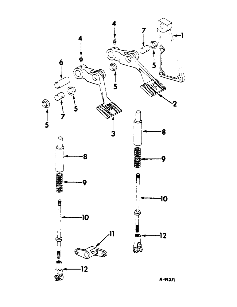 Схема запчастей Case IH 2544 - (H-11) - CONTROLS, FORWARD AND REVERSE PEDALS, INTERNATIONAL TRACTORS WITH HYDROSTATIC DRIVE Controls