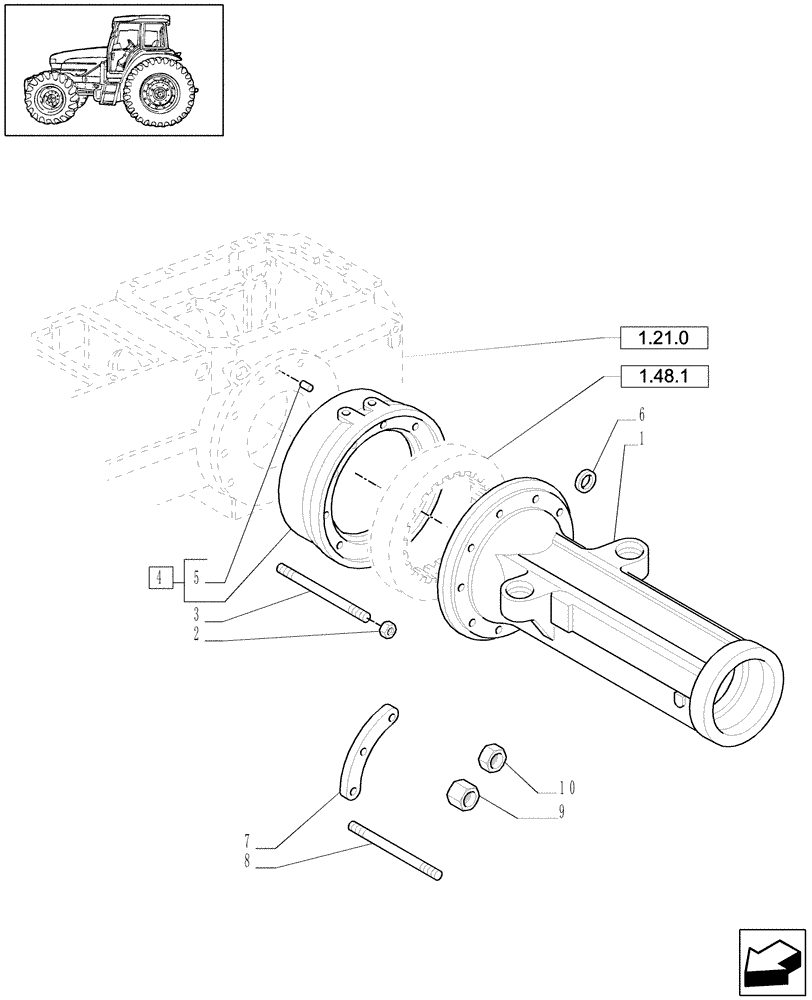 Схема запчастей Case IH JX1090U - (1.48.0) - BOX - SIDE REDUCTION GEAR SPACERS (05) - REAR AXLE