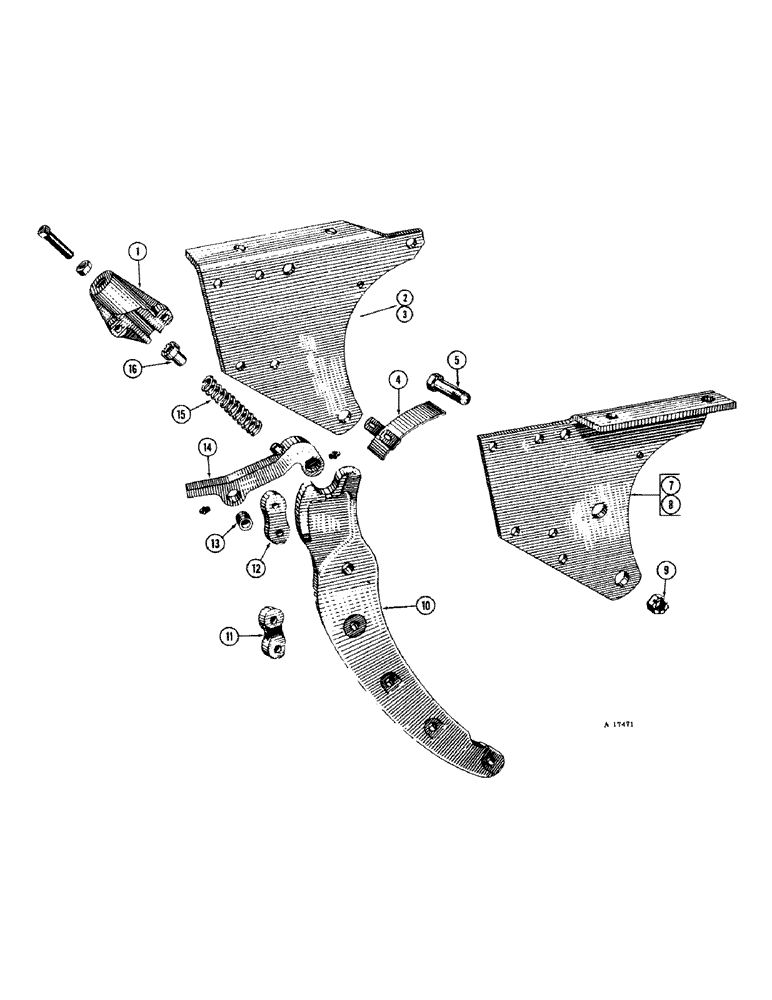 Схема запчастей Case IH MTA - (32) - BEAM BRACKETS AND TRIP STANDARDS, MTA FIVE BOTTOM, 14 AND 16 INCH 