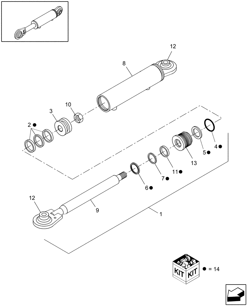 Схема запчастей Case IH WDX1202 - (07.12[2]) - CYLINDER, HYDRAULIC HEADER TILT, 1.125" OD ROD, 2" X 6" (07) - HYDRAULIC SYSTEM