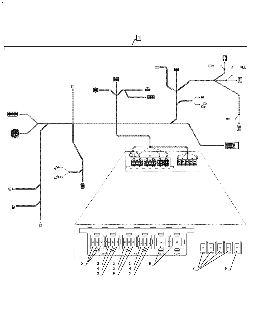 Схема запчастей Case IH FARMALL 120A - (55.100.BZ[02]) - MAIN HARNESS, ROPS (55) - ELECTRICAL SYSTEMS