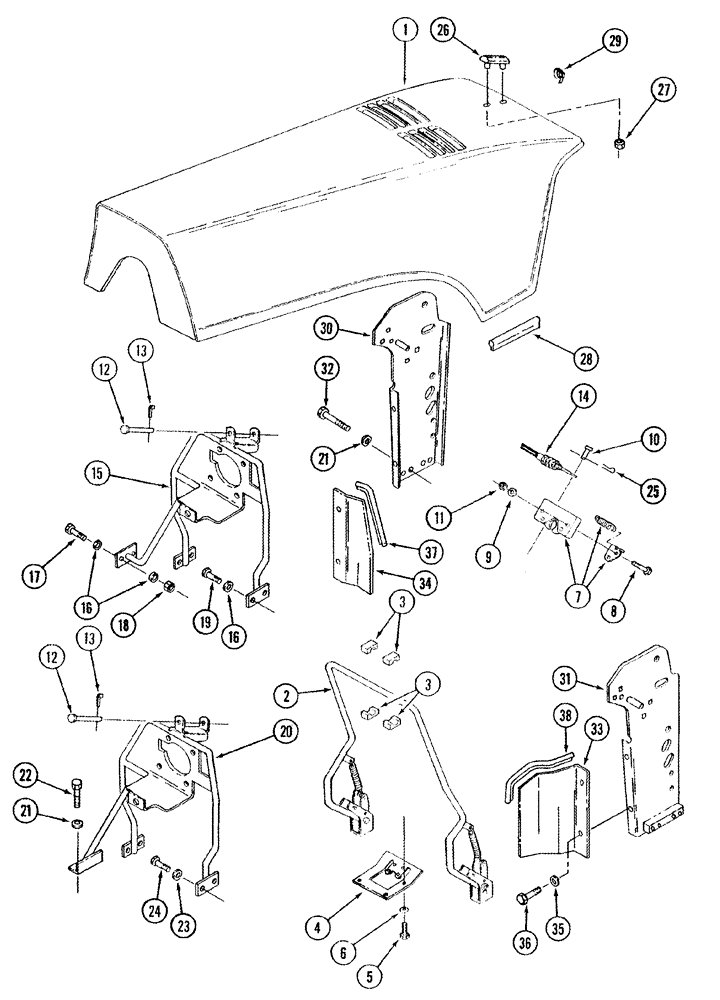 Схема запчастей Case IH STX325 - (09-36) - HOOD AND SUPPORT (09) - CHASSIS/ATTACHMENTS