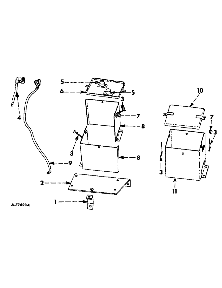 Схема запчастей Case IH 57 - (A-52) - ADDITIONAL PARTS FOR C-123 AND WISCONSIN ENGINES, BATTERY BOX AND ELECTRICAL CABLES 