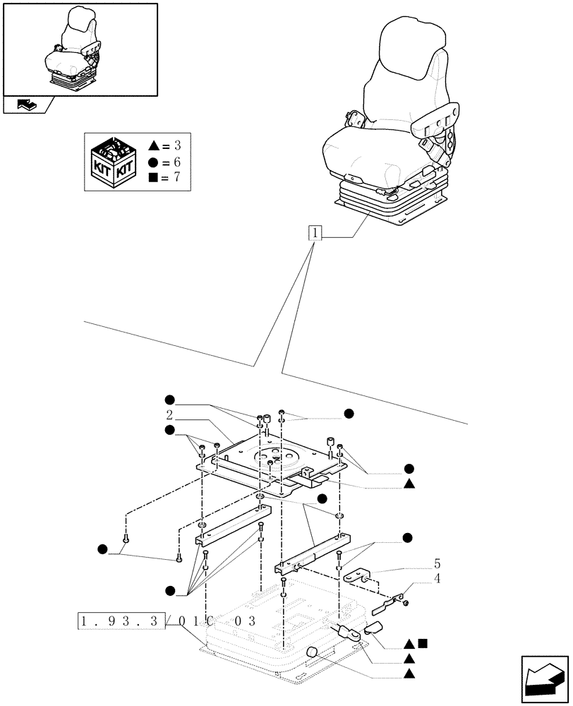 Схема запчастей Case IH PUMA 225 - (1.93.3/01C[02]) - DELUXE SEAT WITH REELING SEAT BELT, HEATED CUSHION AND SEMI ACTIVE SUSPENSION - BREAKDOWN (10) - OPERATORS PLATFORM/CAB