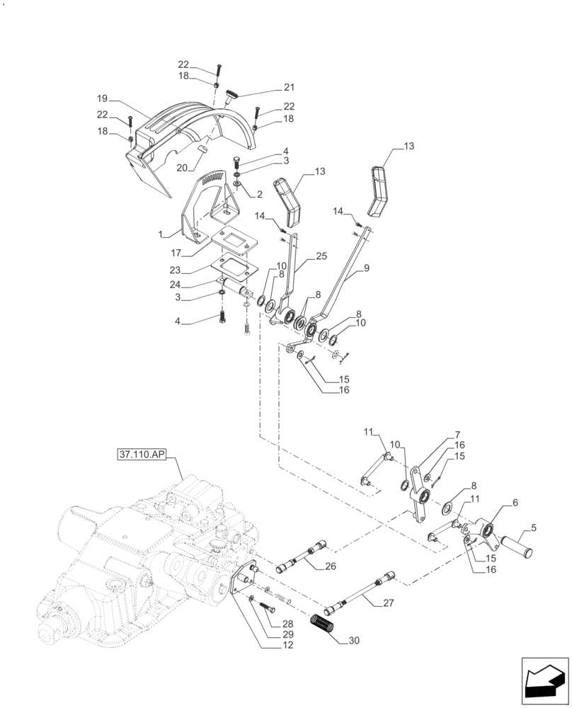 Схема запчастей Case IH FARMALL 125A - (35.204.BL[10]) - LIFT CONTROL - CAB (35) - HYDRAULIC SYSTEMS