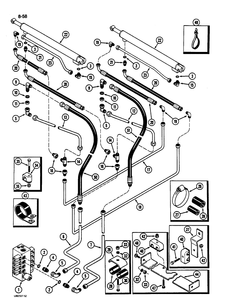 Схема запчастей Case IH 1822 - (8-58) - COMPACTOR CYLINDER SYSTEM, 1822 COTTON PICKER (07) - HYDRAULICS