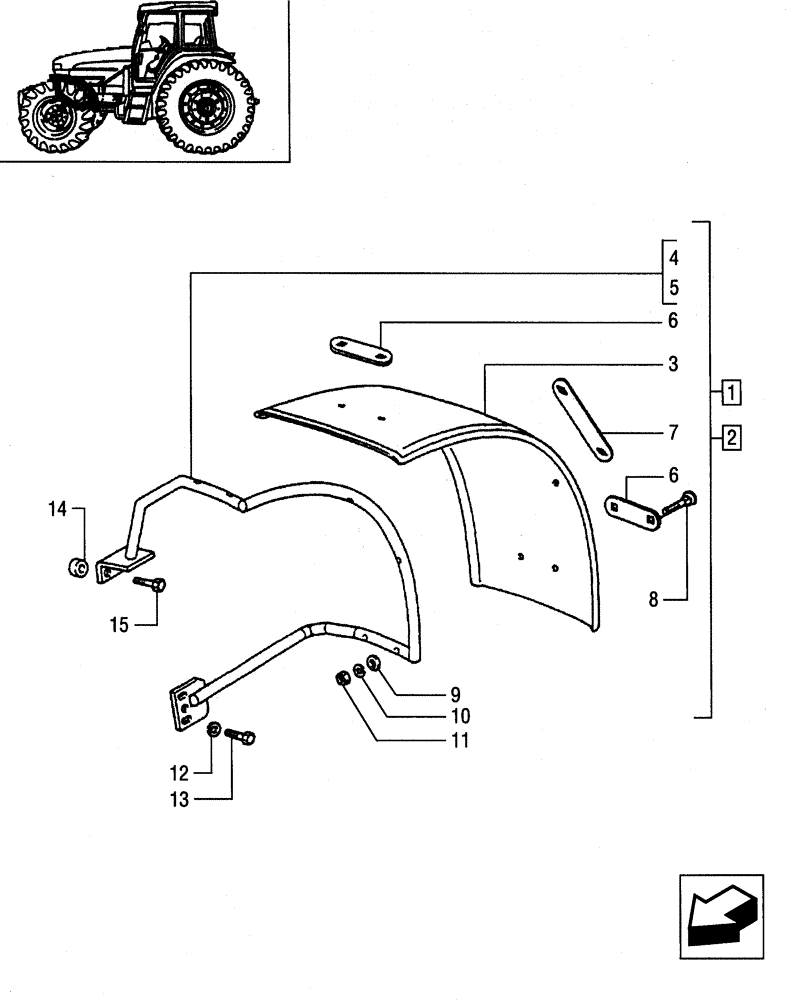 Схема запчастей Case IH JX80 - (1.87.4/01[01]) - (VAR.860) 2WD FRONT MUDGUARDS - 240 MM. (08) - SHEET METAL