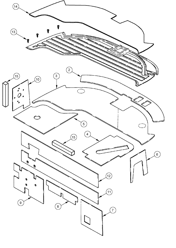 Схема запчастей Case IH CPX620 - (09E-05) - CAB FLOOR MAT AND INSULATION (10) - CAB & AIR CONDITIONING