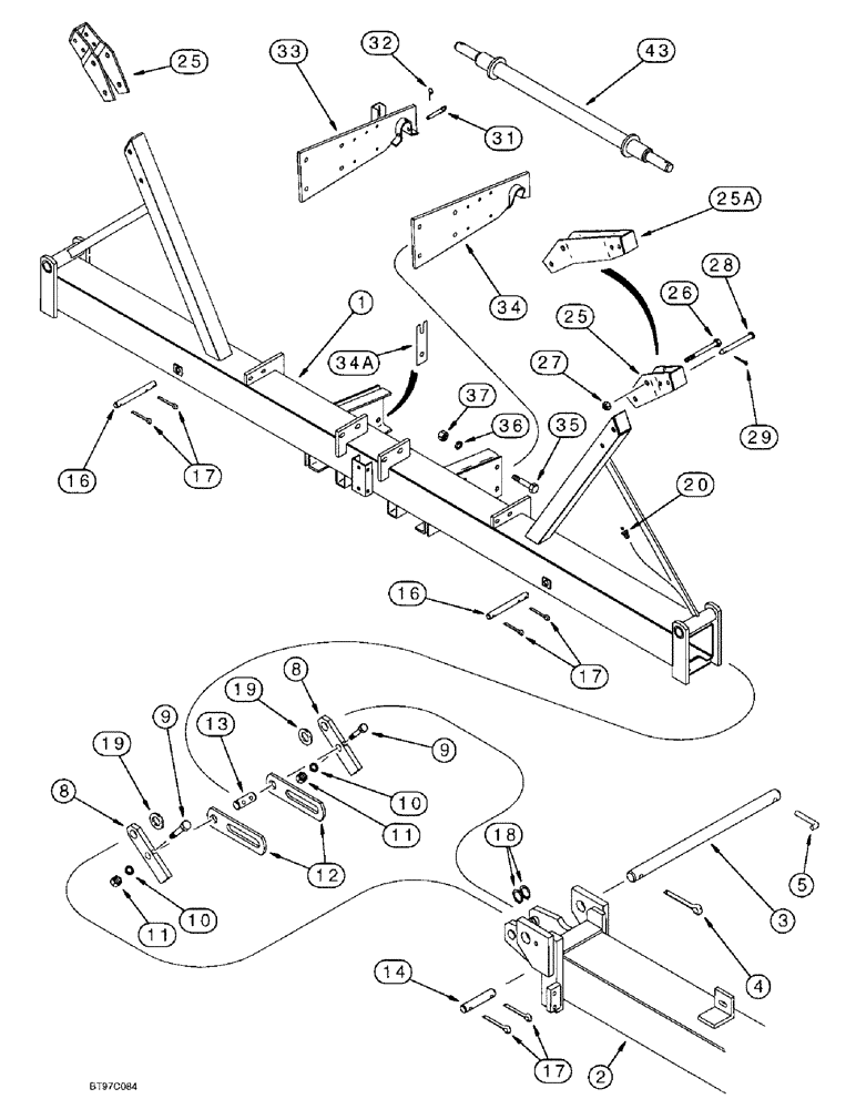 Схема запчастей Case IH 955 - (9A-08) - MAIN FRAME AND WING FRAMES, 8 ROW WIDE - VERTICAL FOLD (09) - CHASSIS/ATTACHMENTS