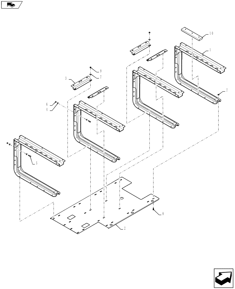 Схема запчастей Case IH TITAN 3030 - (90.118.07) - FUEL TANK / WALKWAY MOUNTING, RIGHT SIDE (90) - PLATFORM, CAB, BODYWORK AND DECALS