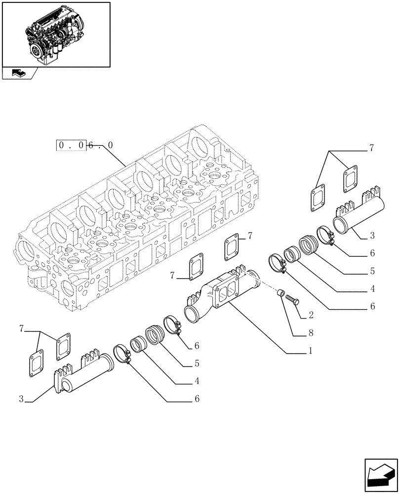 Схема запчастей Case IH F3CE0684C E002 - (0.07.8) - EXHAUST MANIFOLD (504226935) 