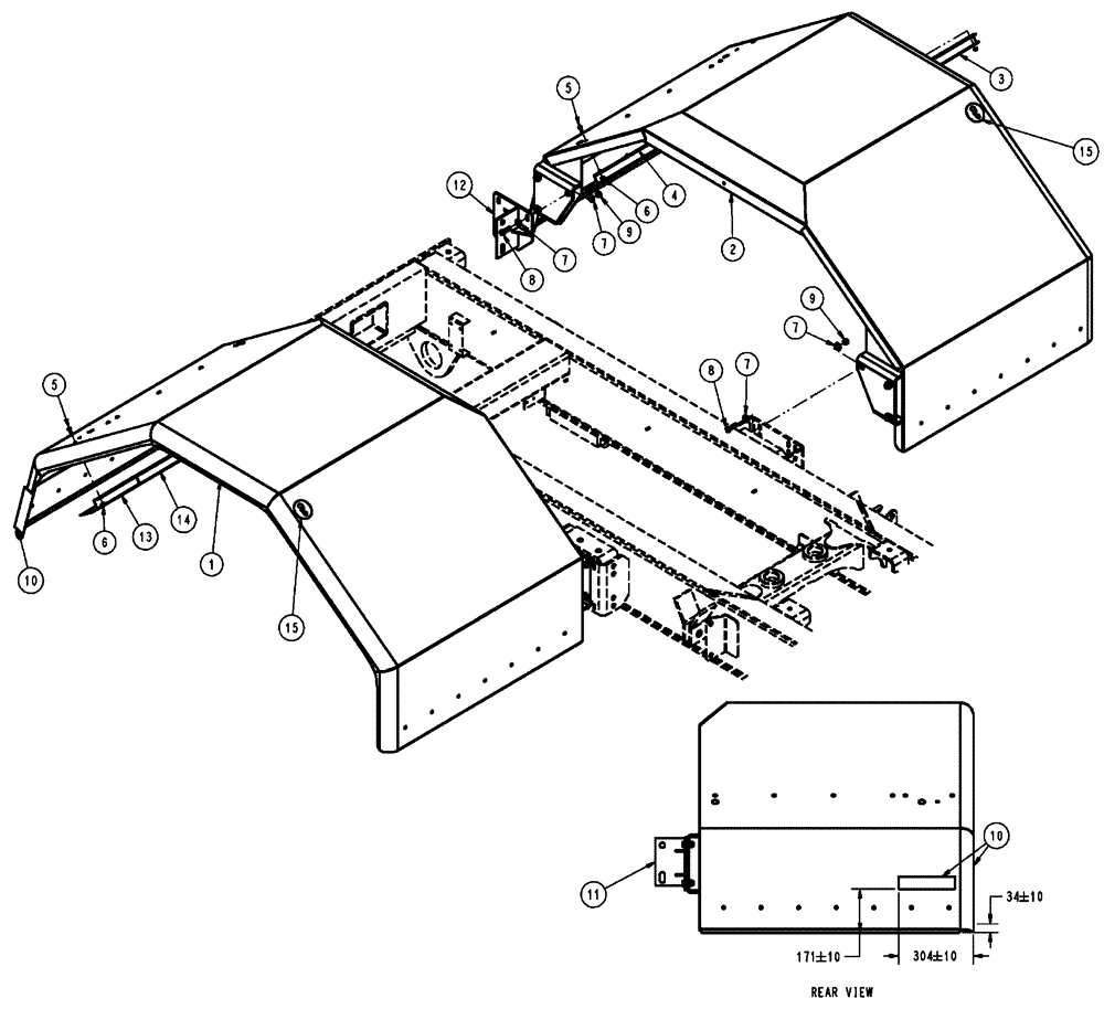 Схема запчастей Case IH FLX3510 - (10-003) - REAR FENDER GROUP Options