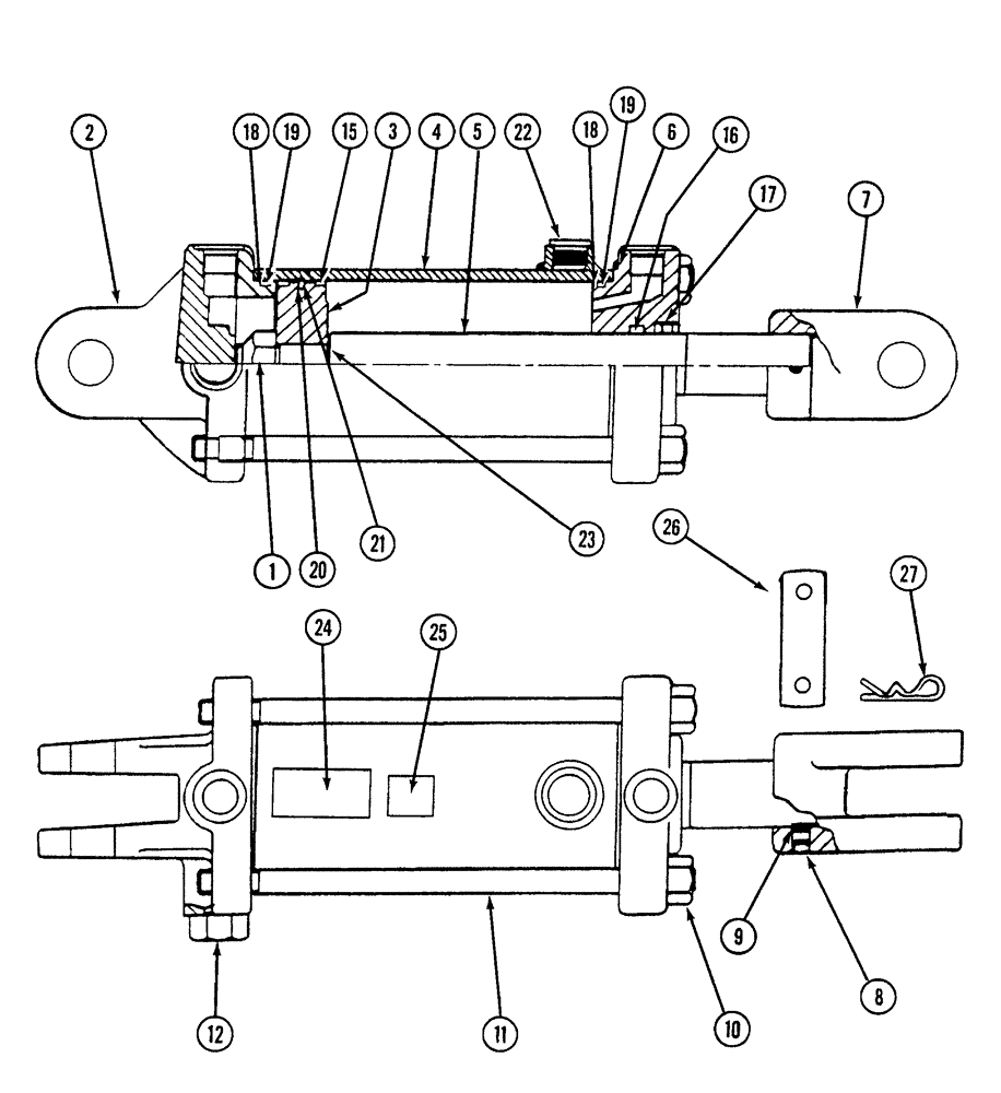 Схема запчастей Case IH NFX - (8-16) - HYDRAULIC DEPTH CONTROL CYLINDER 3-3/4 INCH BORE X 8 INCH STROKE (08) - HYDRAULICS