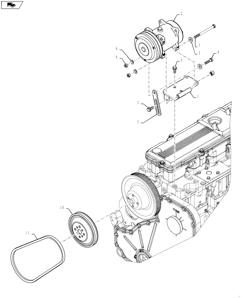 Схема запчастей Case IH 4420 - (03-047) - COMPRESSOR GROUP,A/C (01) - ENGINE