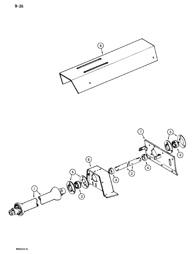 Схема запчастей Case IH 550 - (9-036) - FRONT MAIN DRIVE SHAFT, 540 RPM, USED ON ALL MODELS EXCEPT 560 (06) - POWER TRAIN