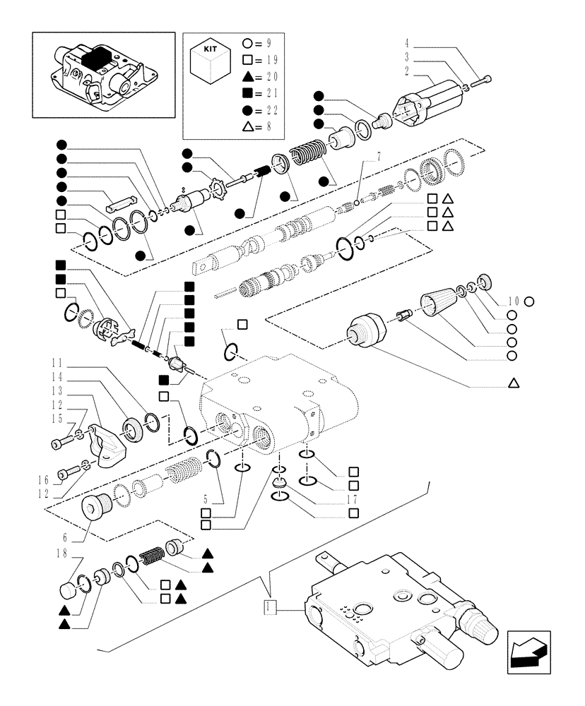 Схема запчастей Case IH MXU135 - (1.82.7/ B[01A]) - VALVE CONTROL BREAKDOWN - D5029 - C5504 (07) - HYDRAULIC SYSTEM